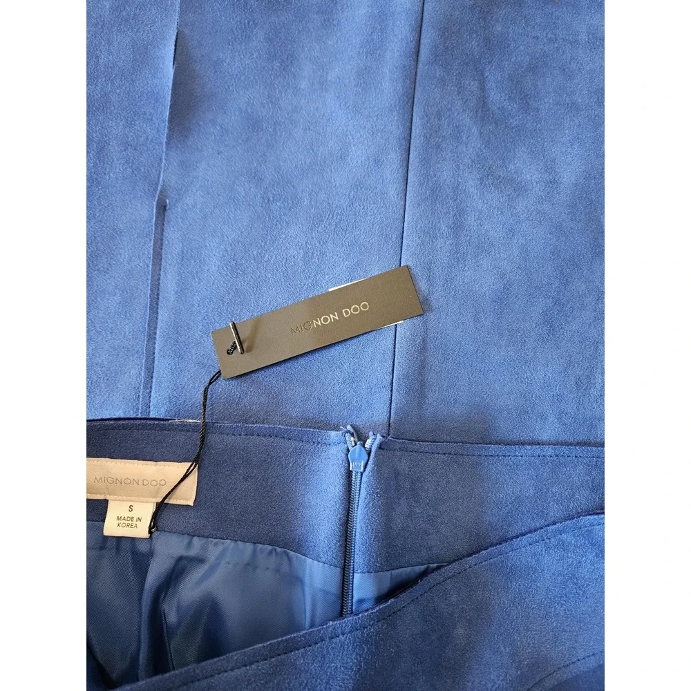 Mignon Doo‎ Skirt NWT Womens Small Faux Suede Lined Career Midi Split Front